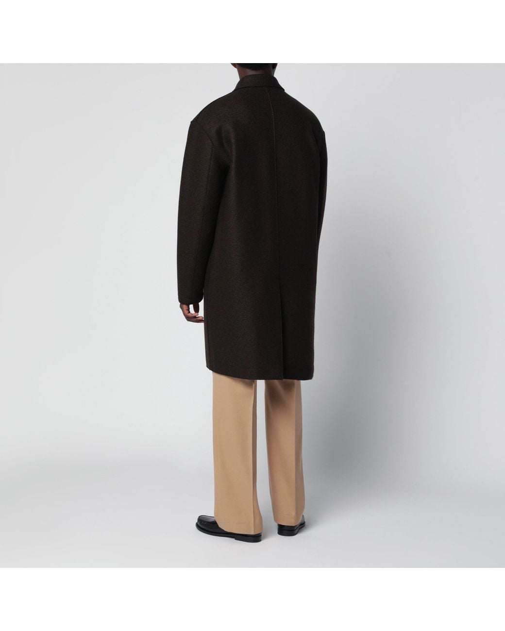 Harris Wharf London Black Dark Wool Coat for men