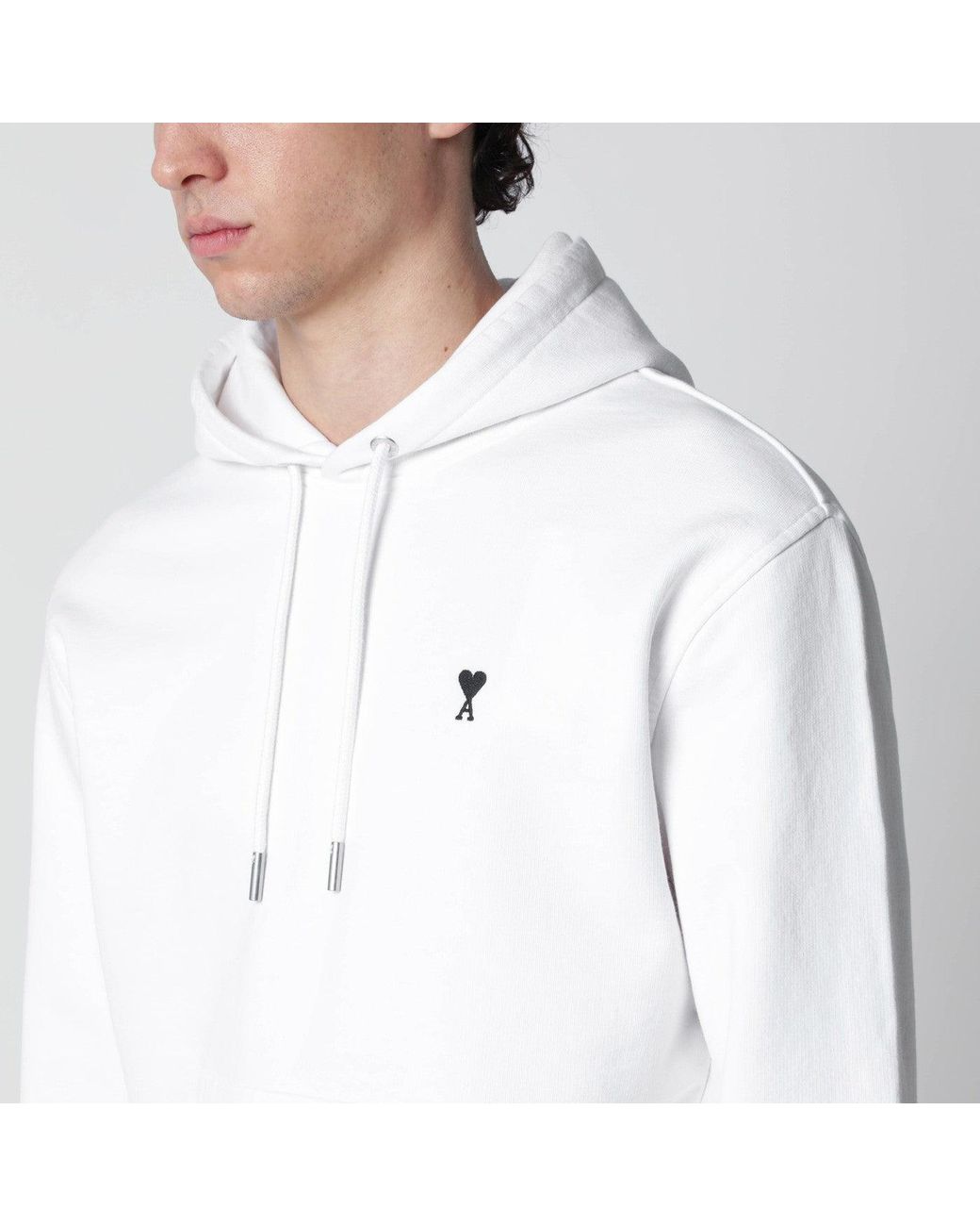 AMI White Ami De Coeur Hooded Sweatshirt for men