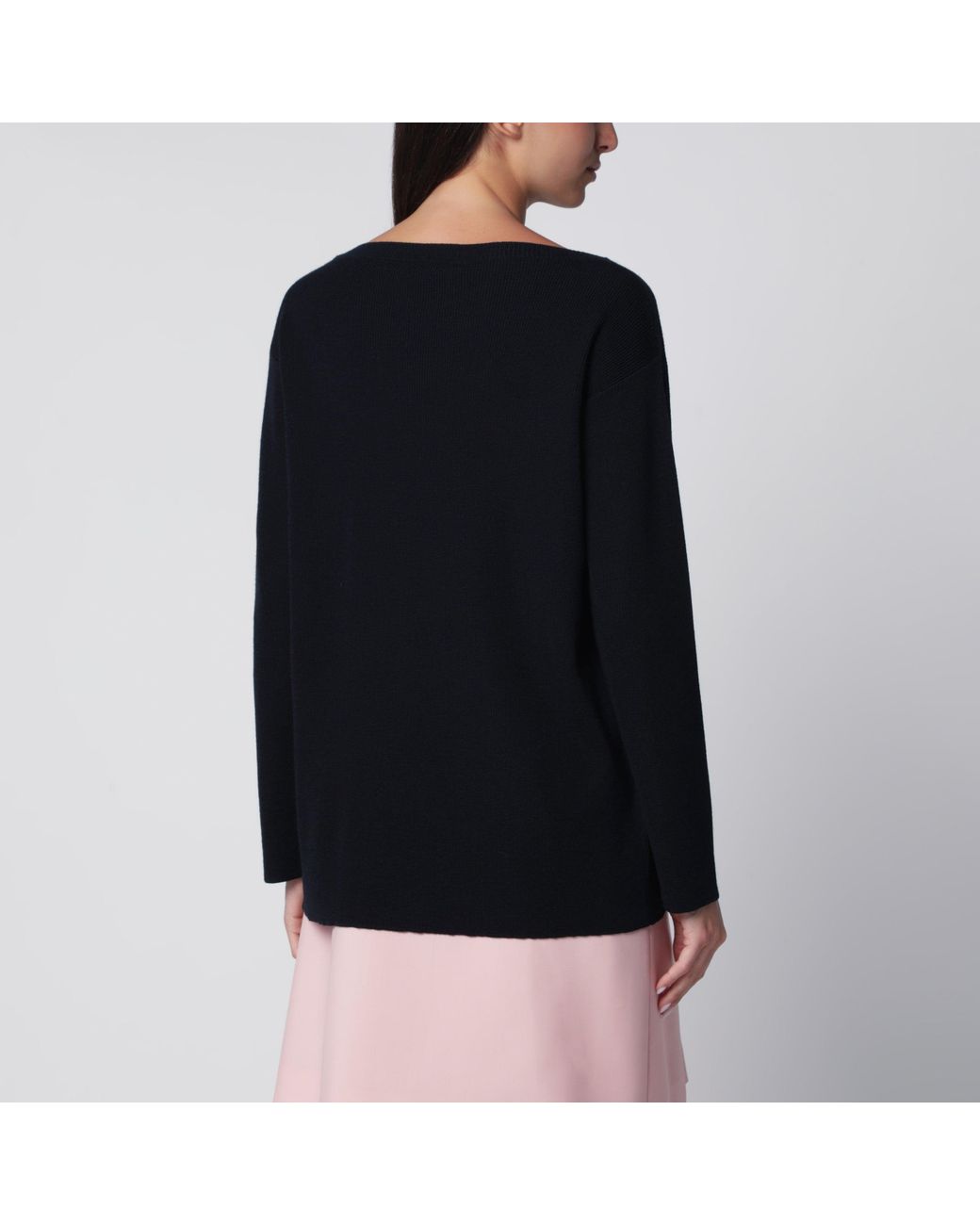 Miu Miu Black Virgin Wool Sweater With Logo Intarsia