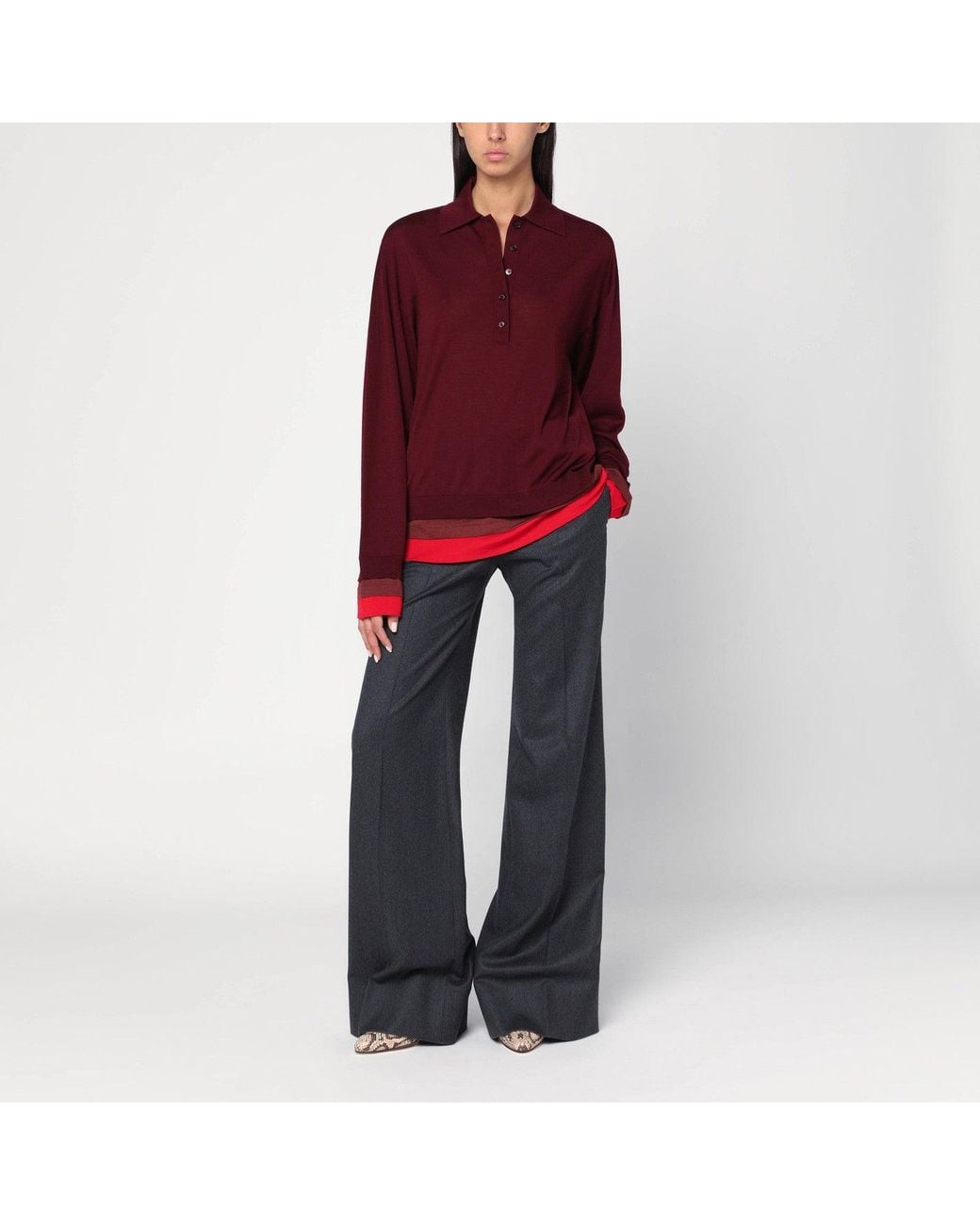 Stella McCartney Layered Bordeaux Wool Polo