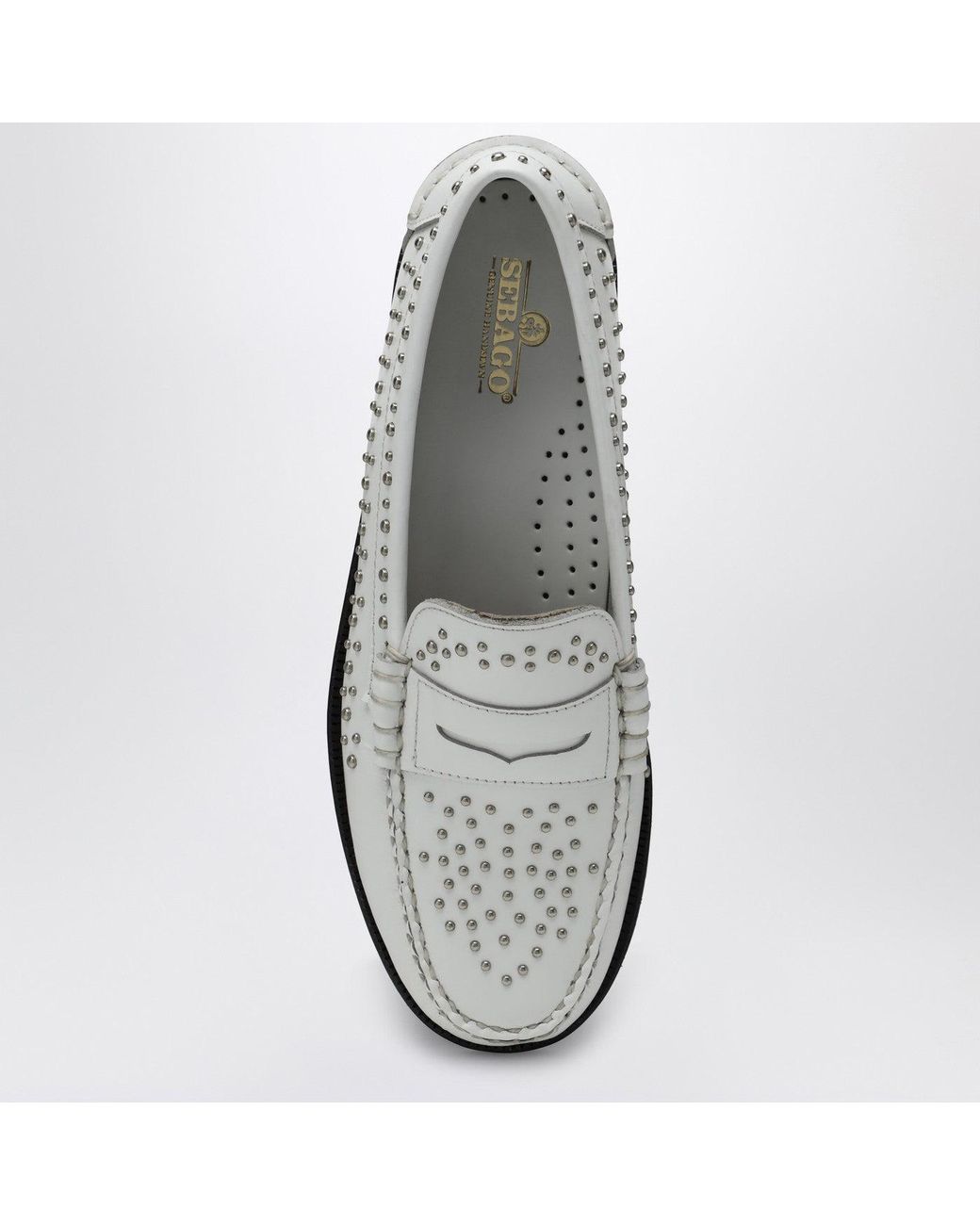 Sebago White Classic Dan Loafer With Studs