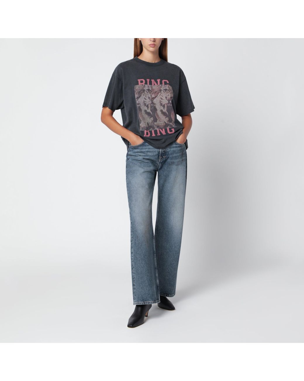 Anine Bing Black Washed Cade Cotton Tshirt