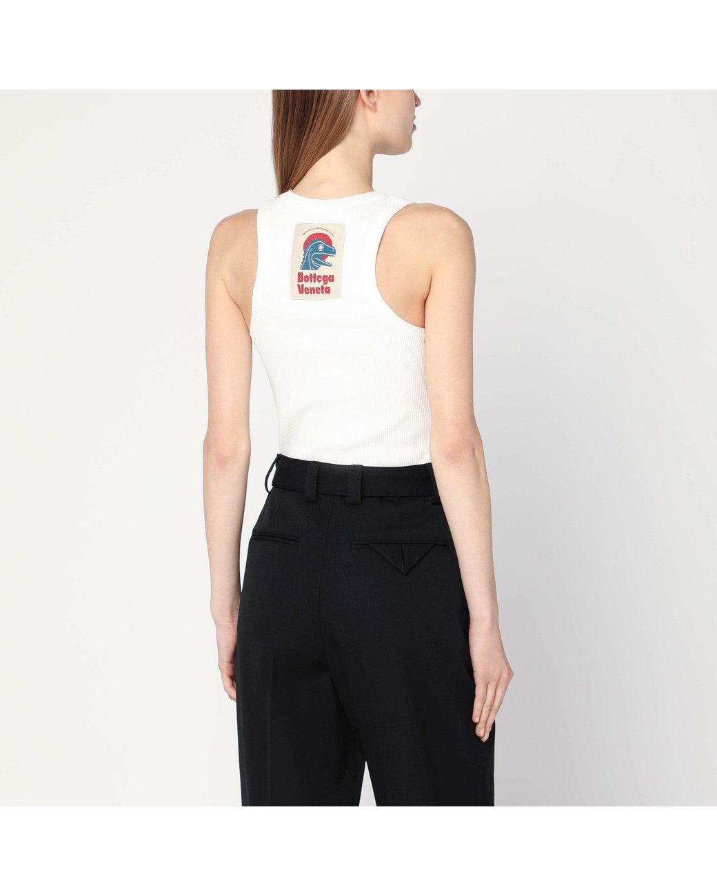 Bottega Veneta White Ivory Ribbed Tank Top