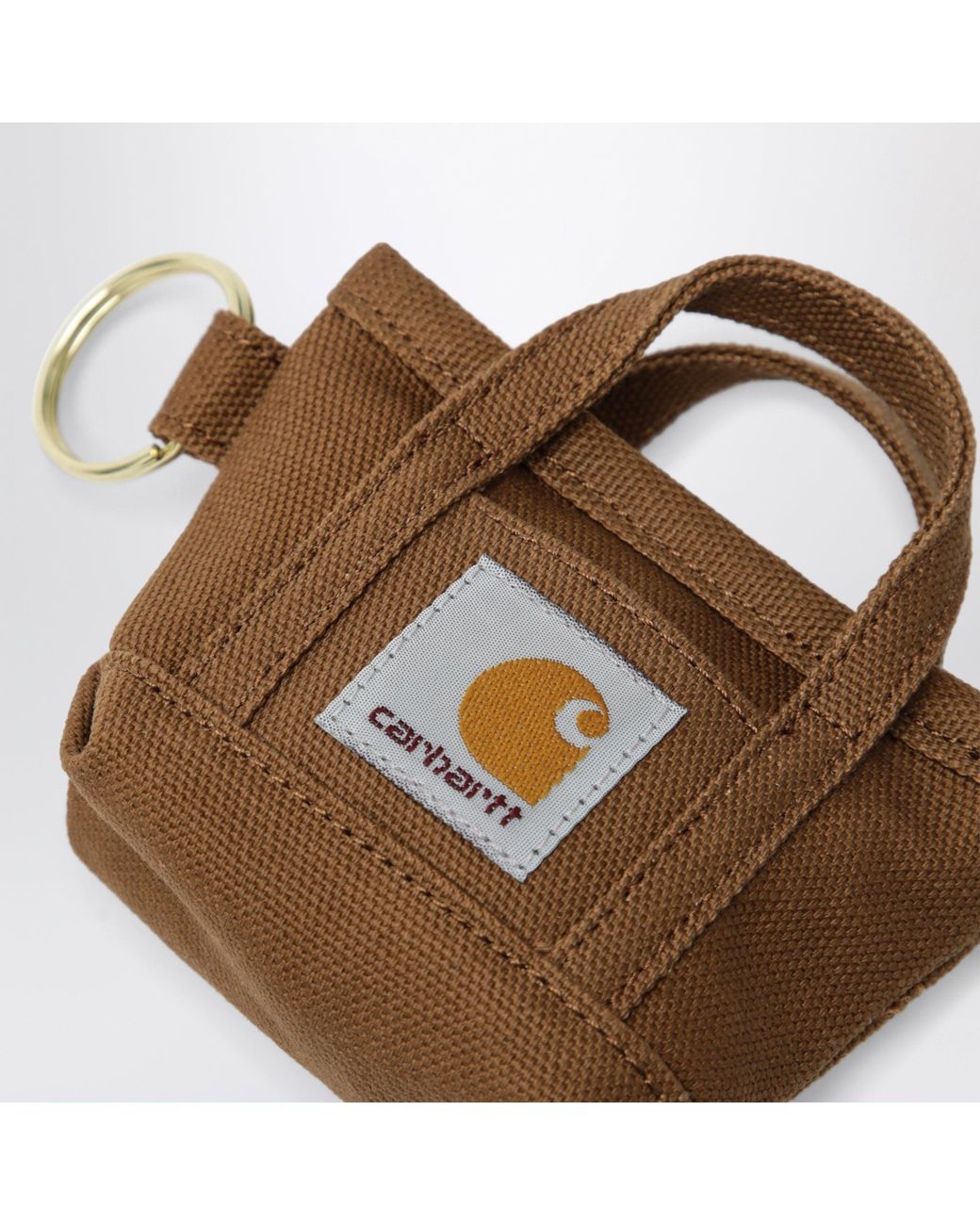 Carhartt Brown Hamilton Mini Tote Bag Keychain for men