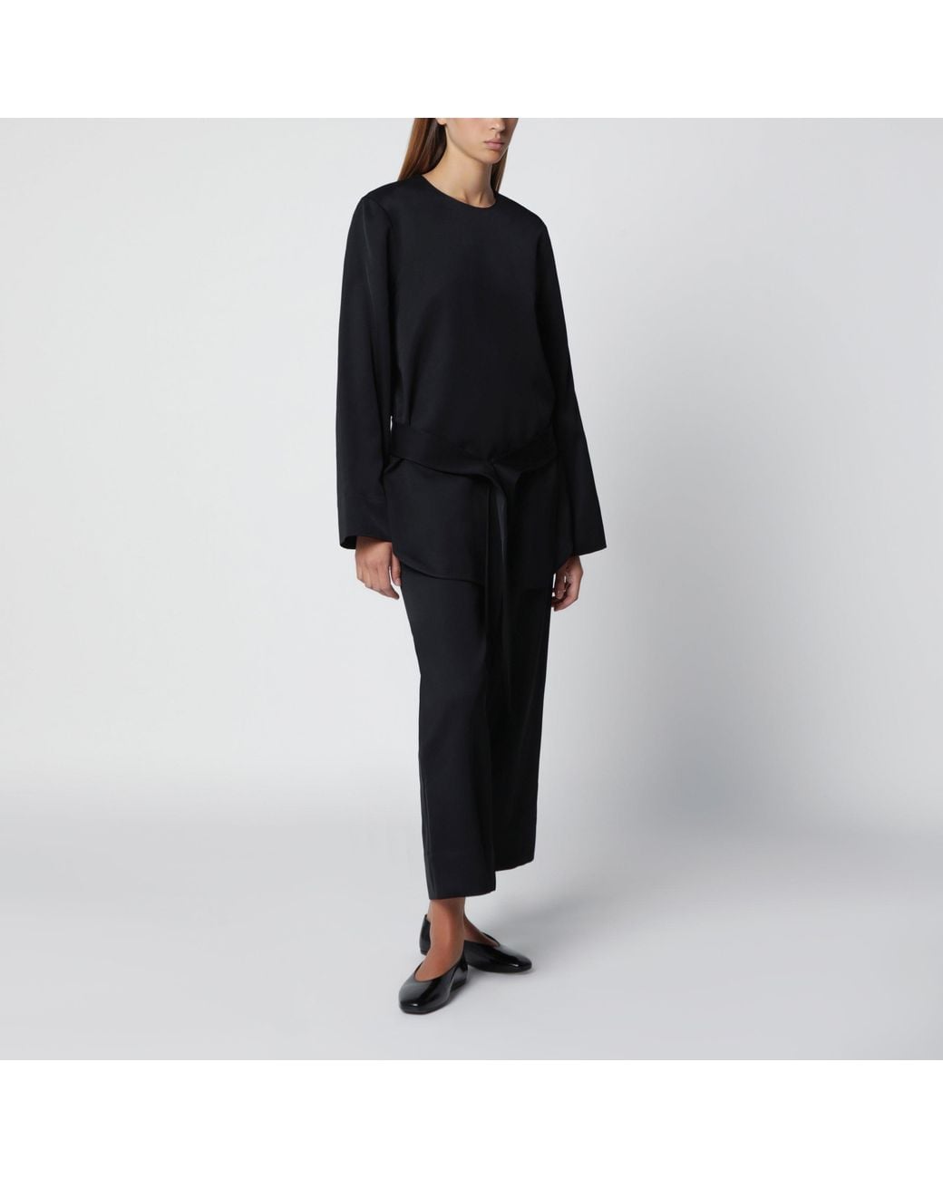 Totême Black Heavy Satin Tunic With Belt