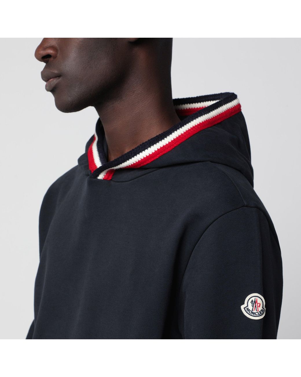 Moncler Blue Hooded Sweatshirt for men