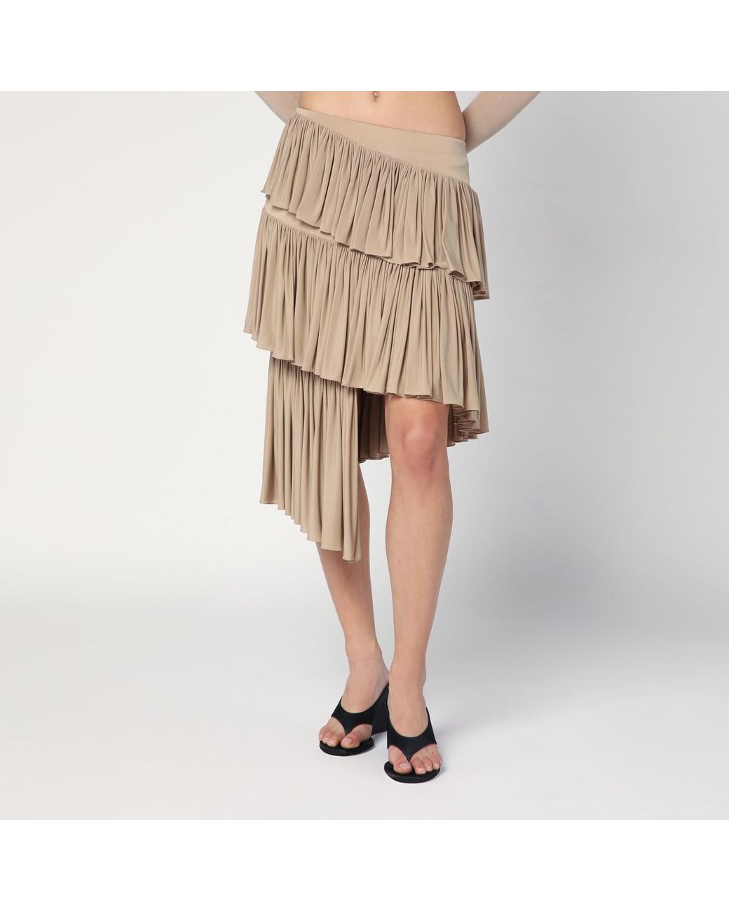 Alaïa Asymmetrical Spiral Skirt in Natural | Lyst