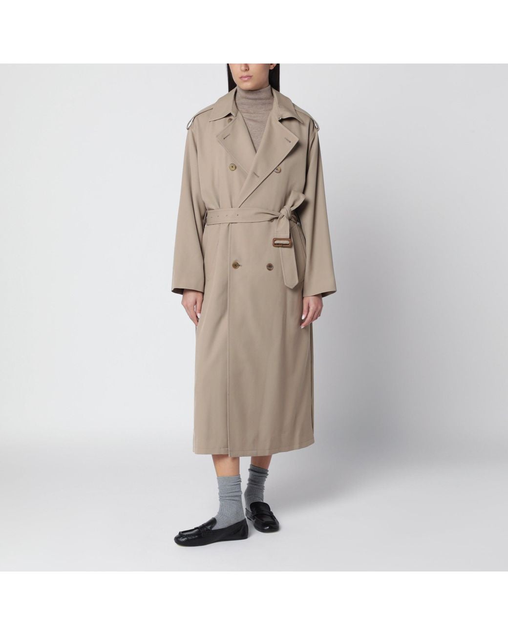 Auralee Natural Wool Trench Coat With Removable Lining