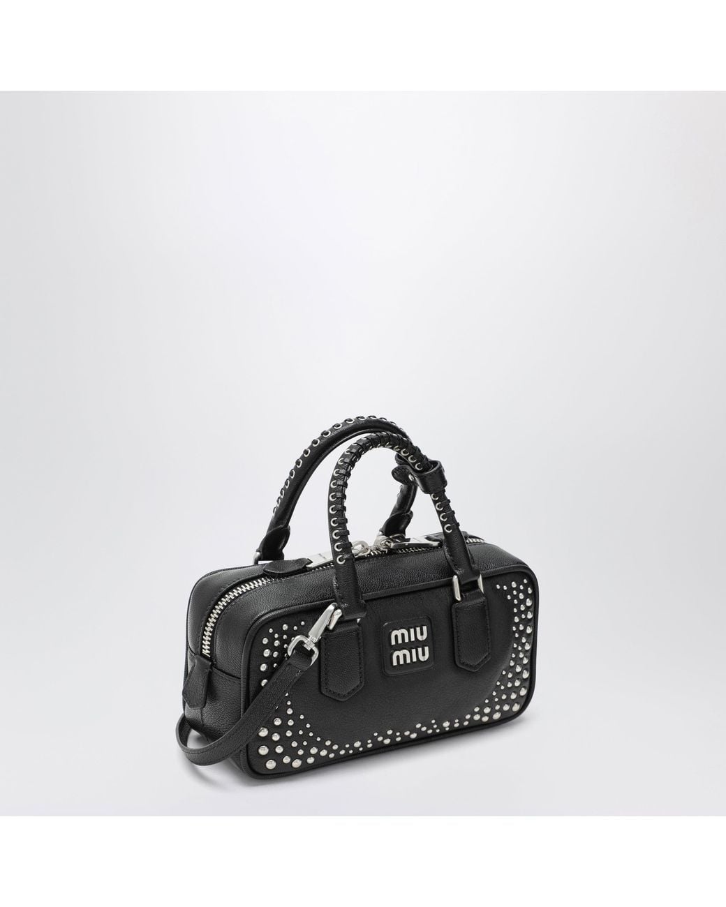 Miu Miu Black Arcadie Studded Leather Bag