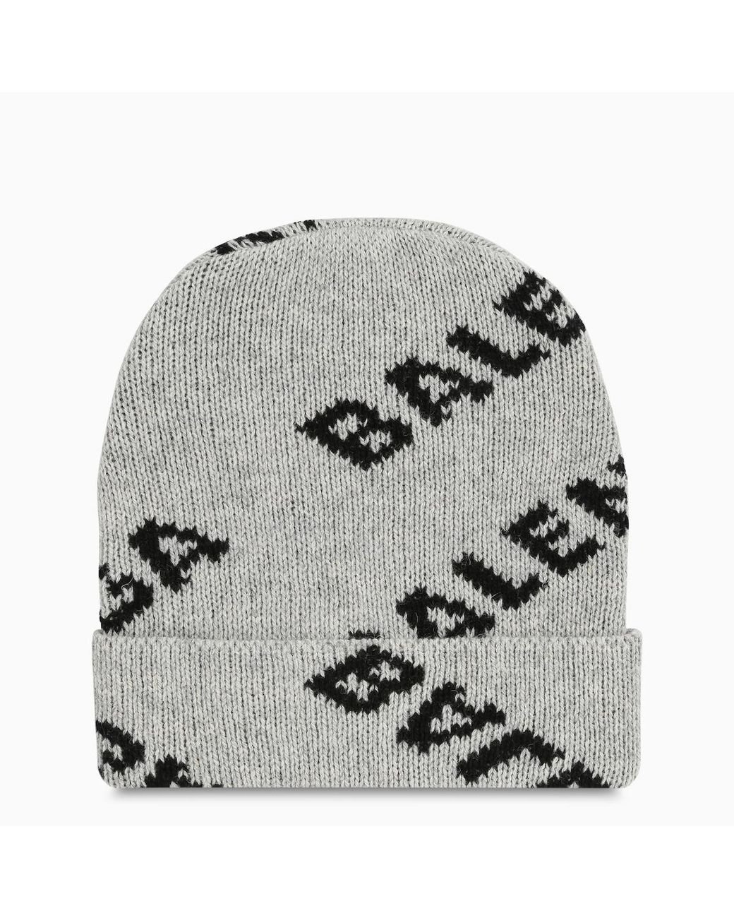 Balenciaga Grey Beanie With Knitted Logo in Gray for Men | Lyst