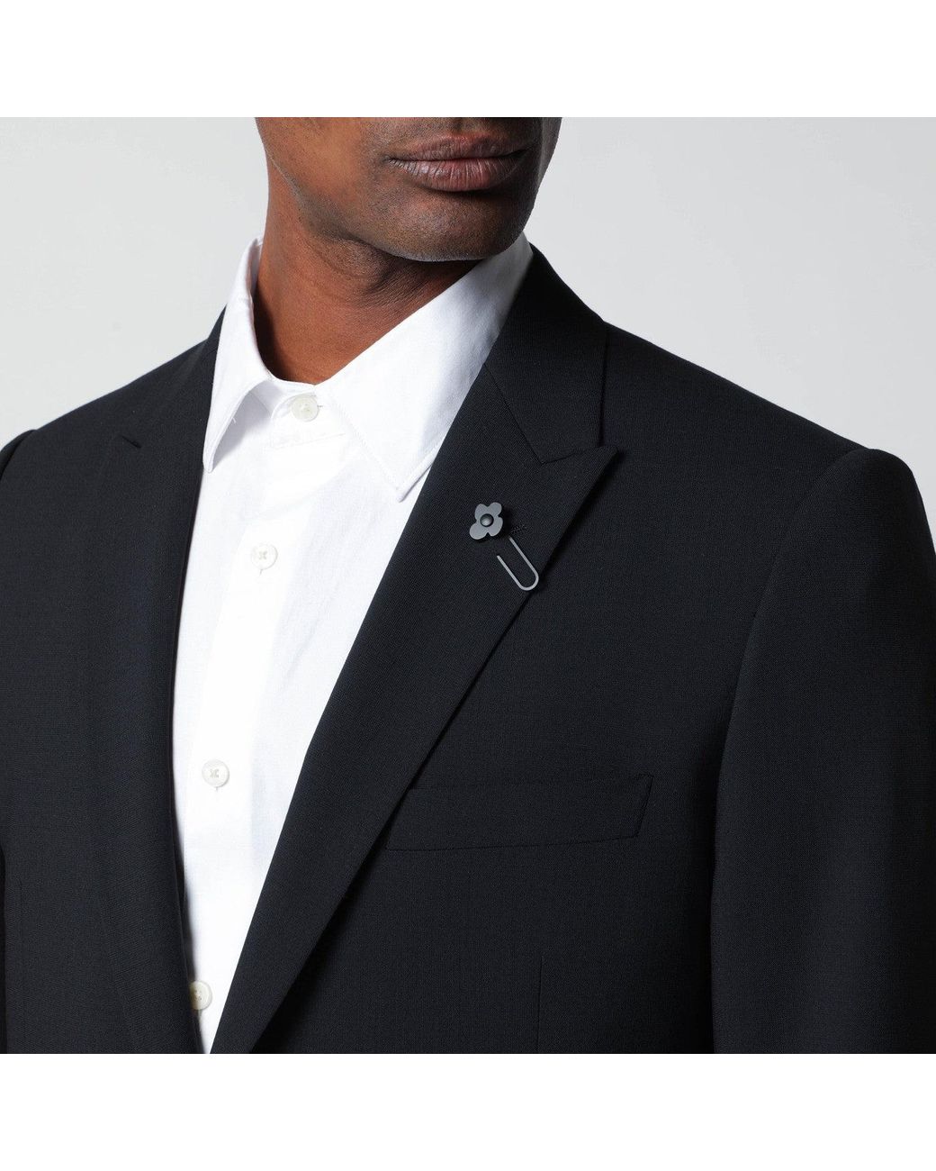 Lardini Black Single Breasted Wool Blend Suit for men