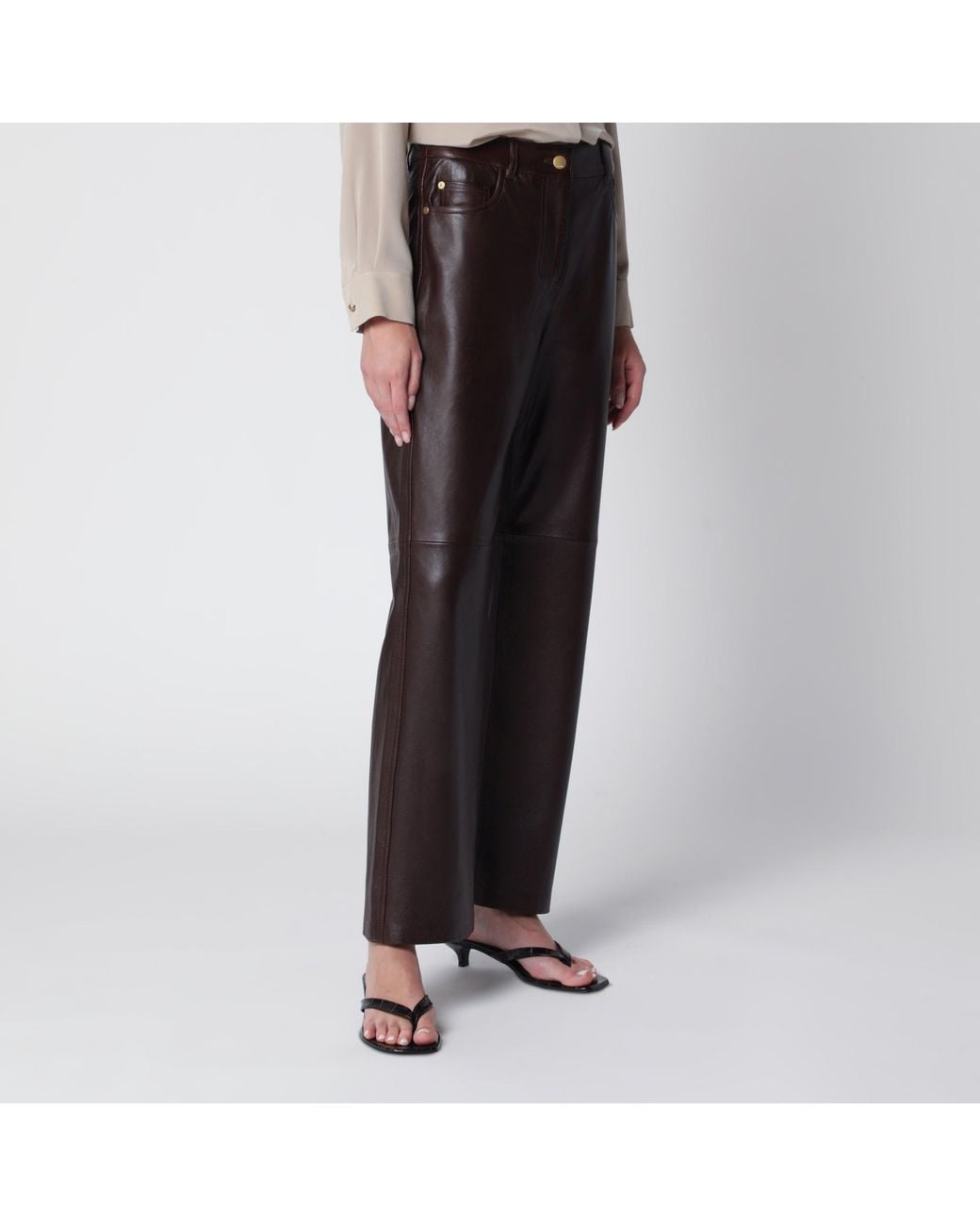 Max Mara Brown Lamb Nappa Leather Trousers