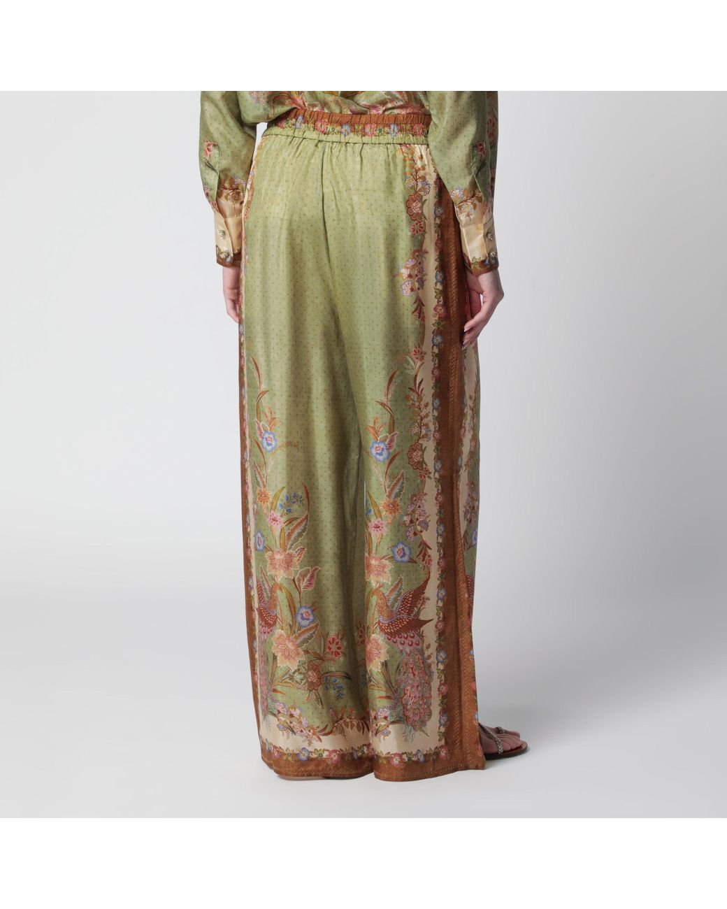 Zimmermann Green Indra Relaxed Trousers With Floral Print