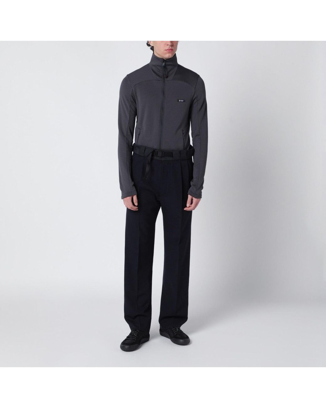 Prada Black Wool Trousers With Technical Details for men