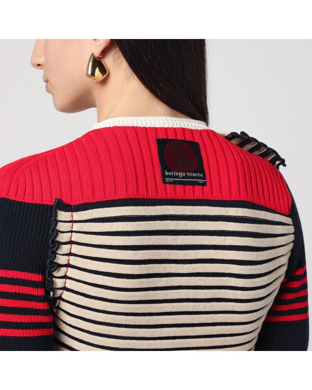 Bottega Veneta Black Ed Striped Cotton Sweater