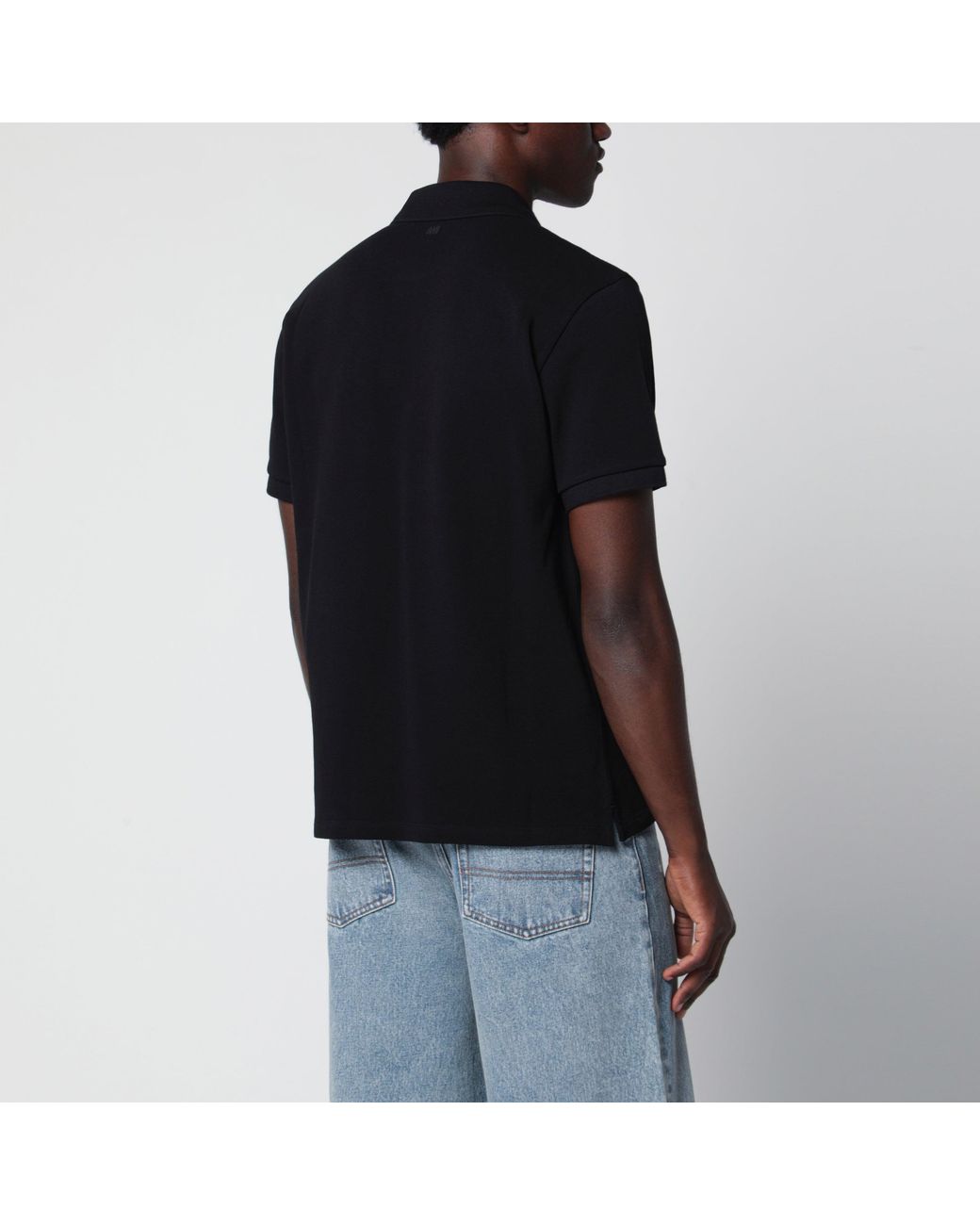 AMI Black Ami De Coeur Polo Shirt for men