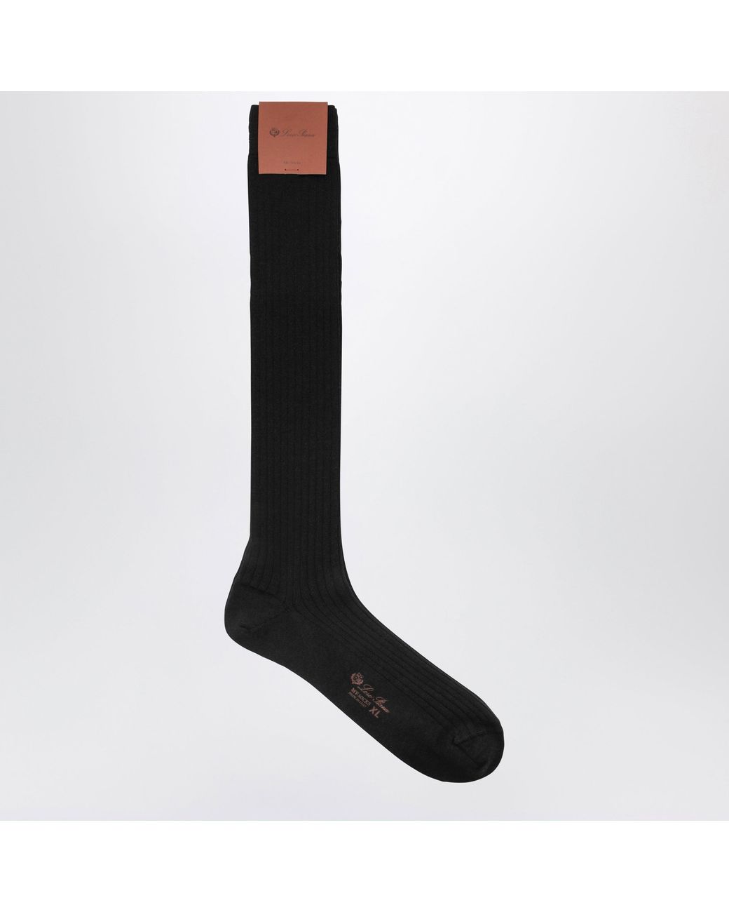Loro Piana Black Sottile Ribbed Cashmere Blend Socks for men