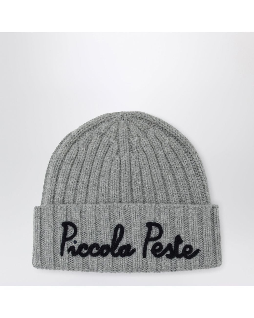 Mc2 Saint Barth Gray Wool Beanie With Embroidered Logo Mini Detail