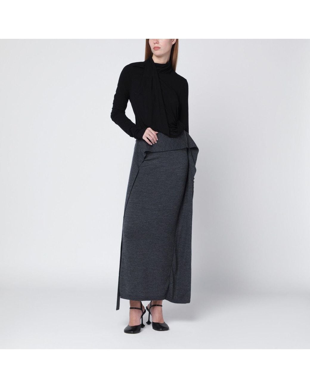 Entire studios Black Long Wool Skirt