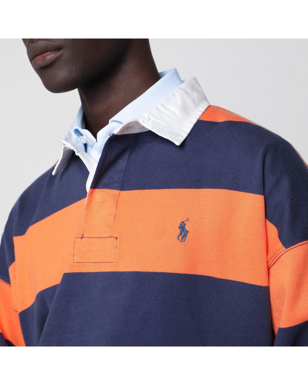 Polo Ralph Lauren Orange Striped Big-Fit Polo Shirt for men