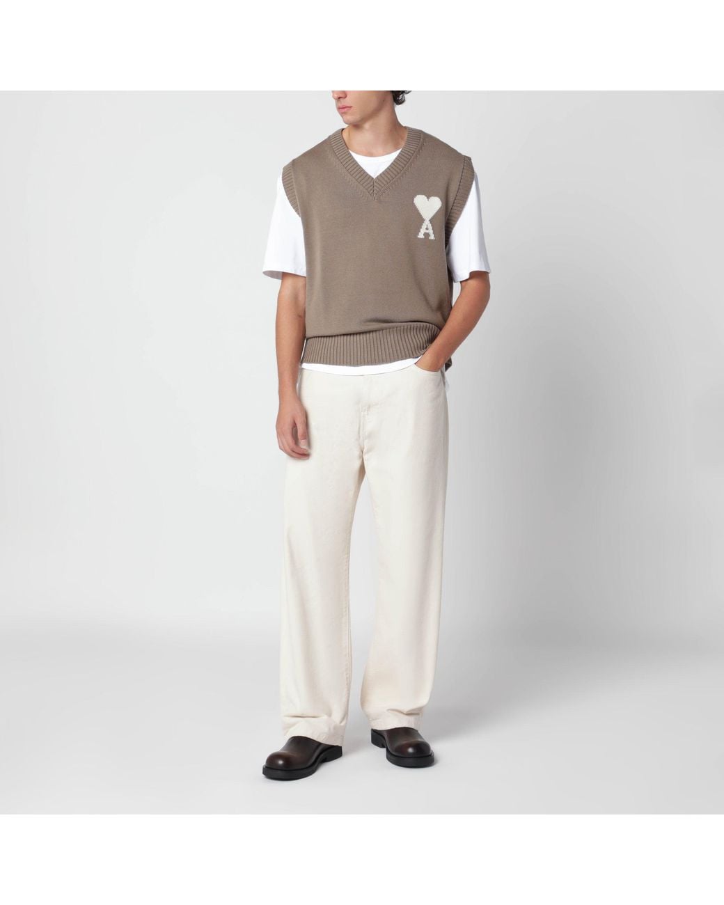 AMI Gray Ami De Coeur Vest for men