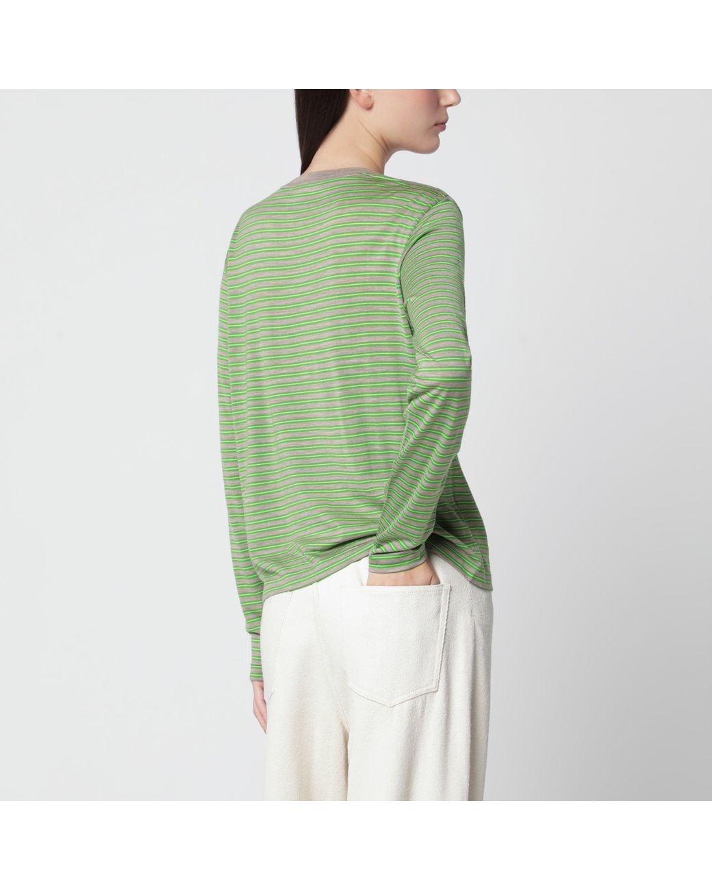 Auralee Green Striped T-Shirt