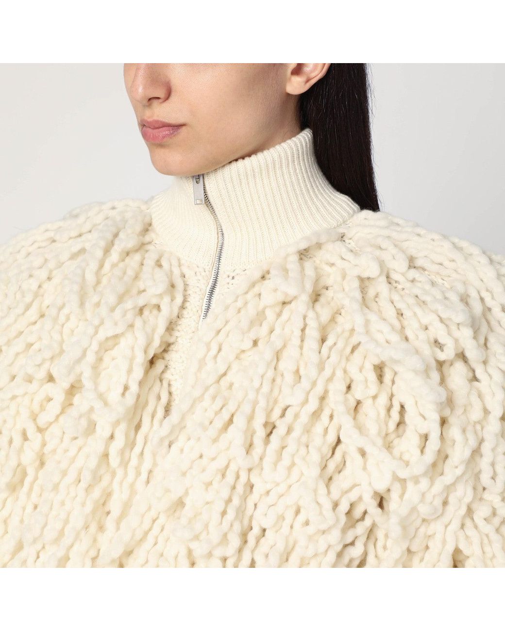 Stella McCartney Natural Wool Bomber Jacket With Fringes