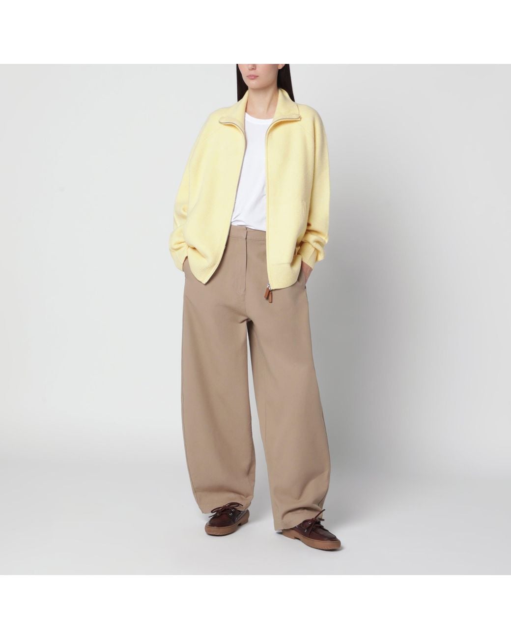 Guest In Residence Natural Zip-Up Cardigan
