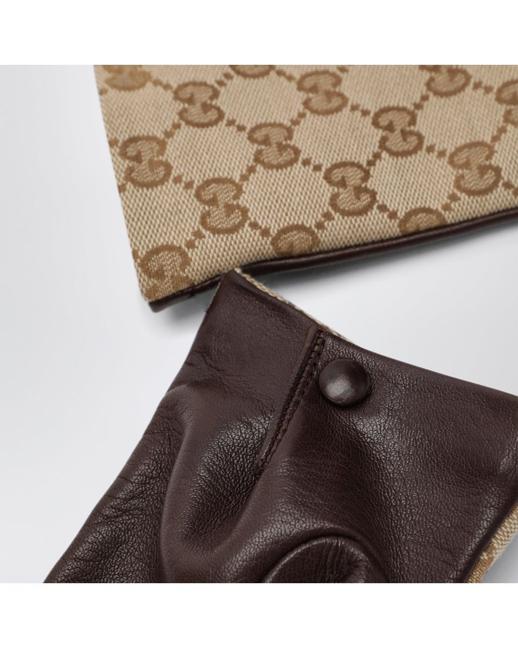 Gucci Brown Gg Fabric Gloves