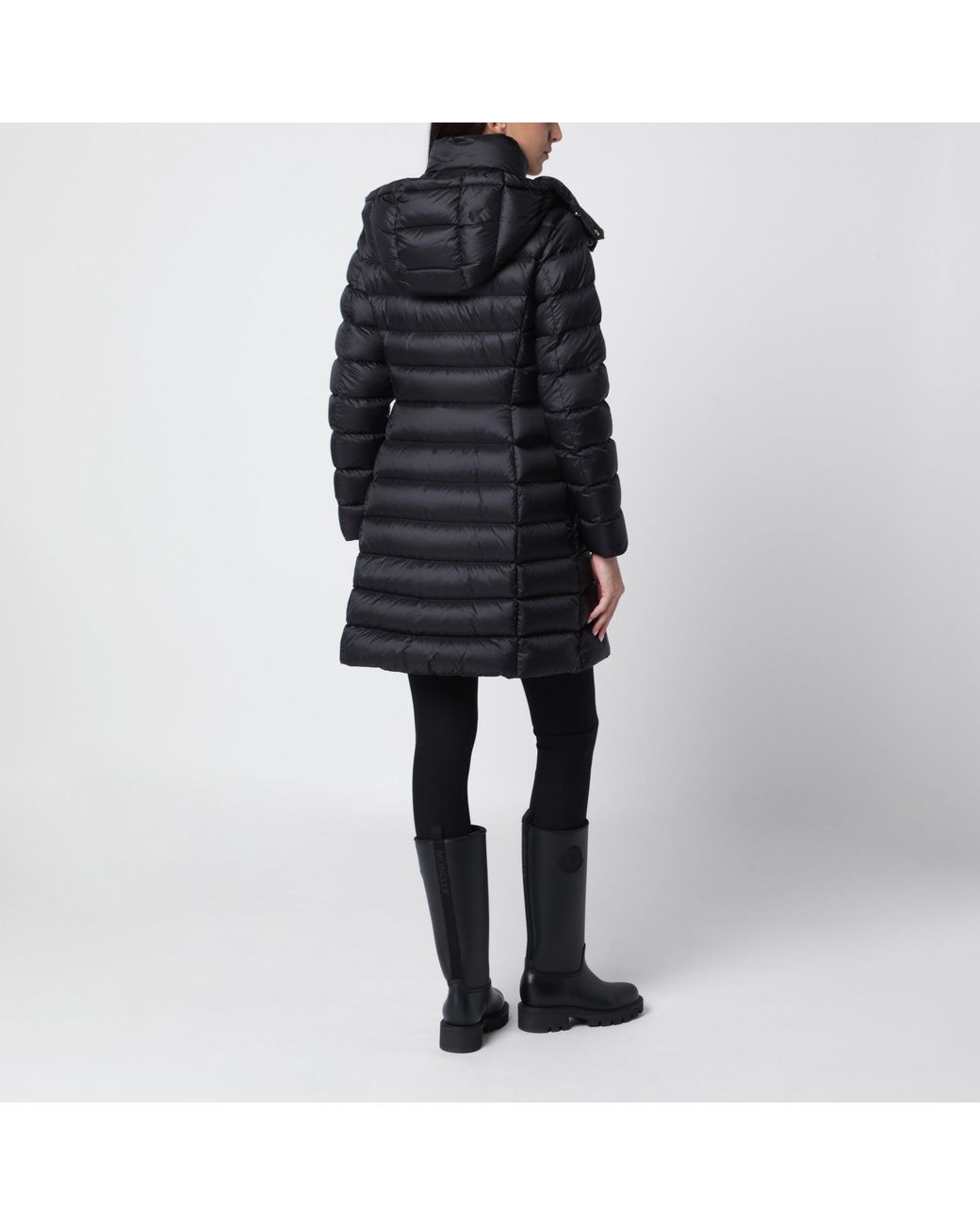 Moncler Black Long Nylon Down Jacket