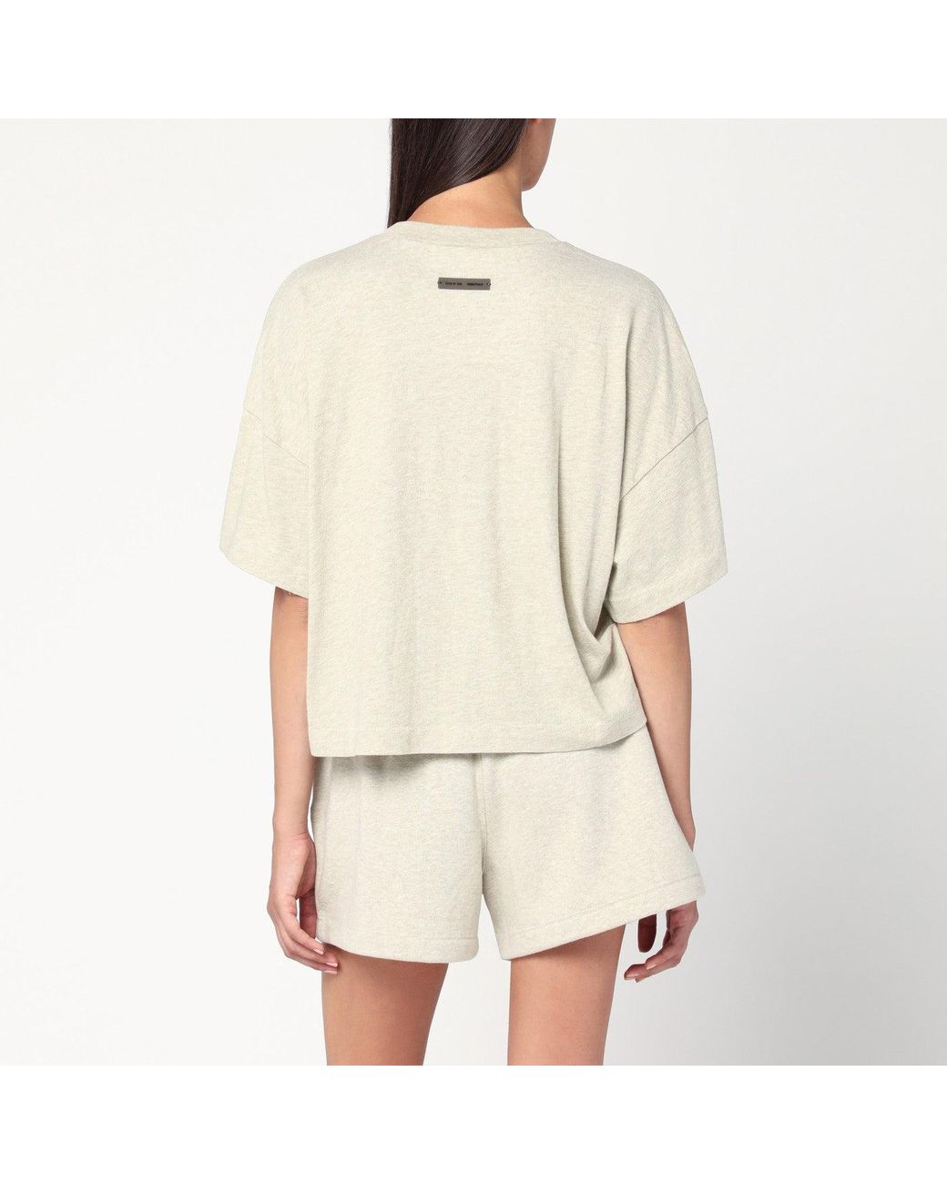 Fear Of God Natural Oversized Greige Cotton-Blend T-Shirt