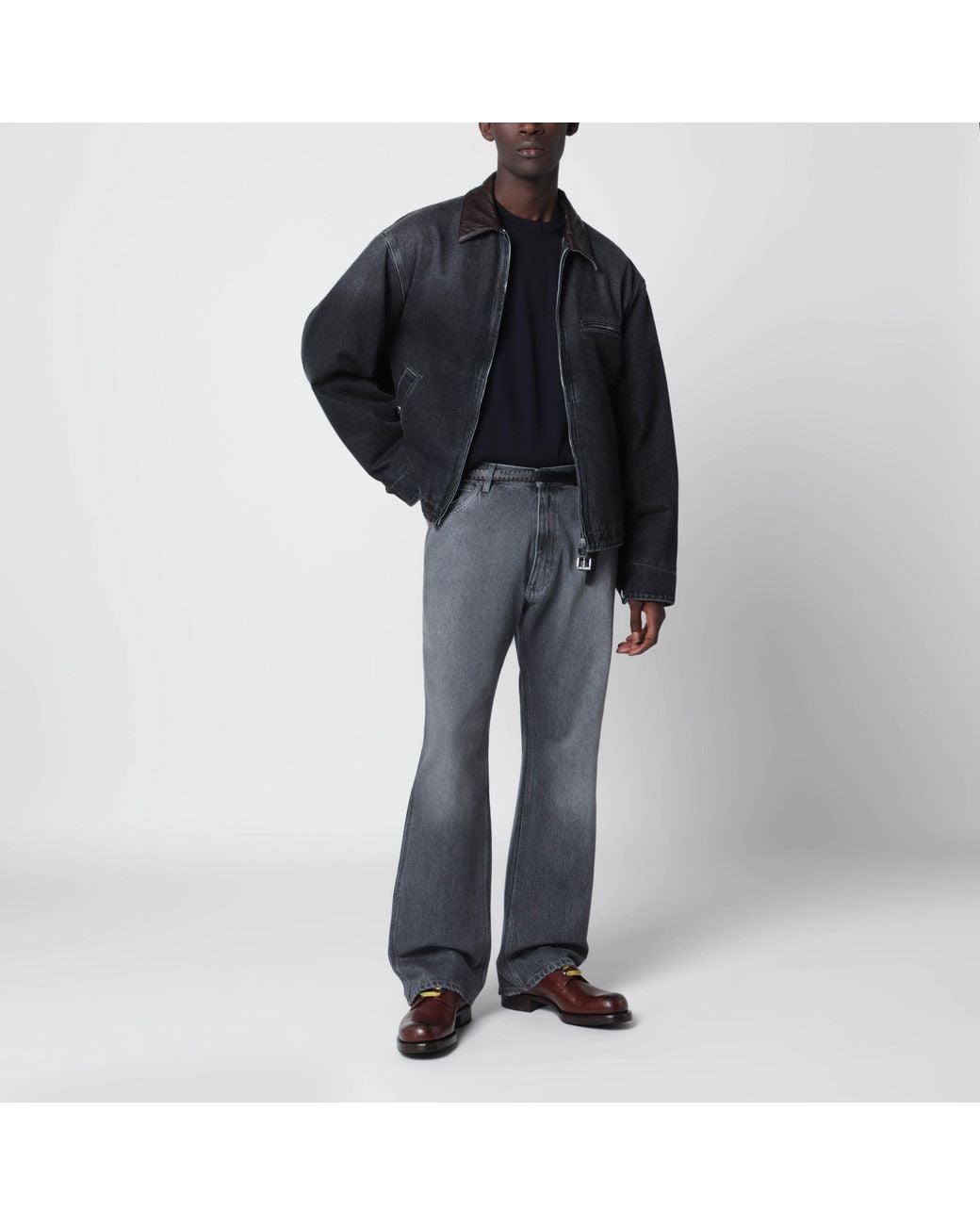 Prada Black Zip-Up Denim Jacket With Vintage Effect for men