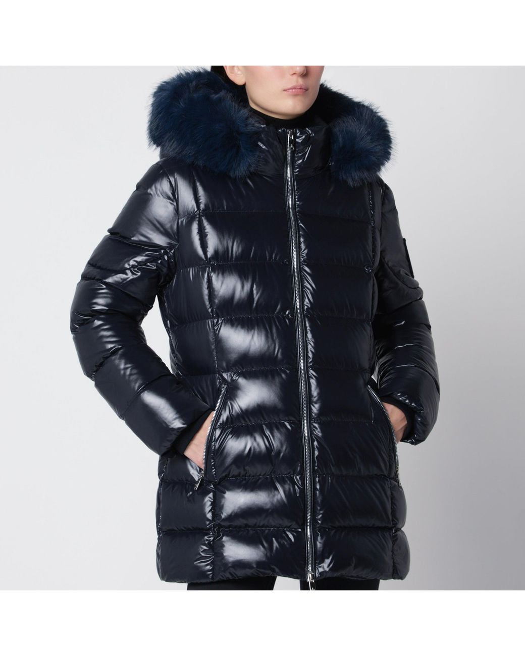 Moose Knuckles Blue Celestia 3Q Nylon Down Jacket With Removable Hood