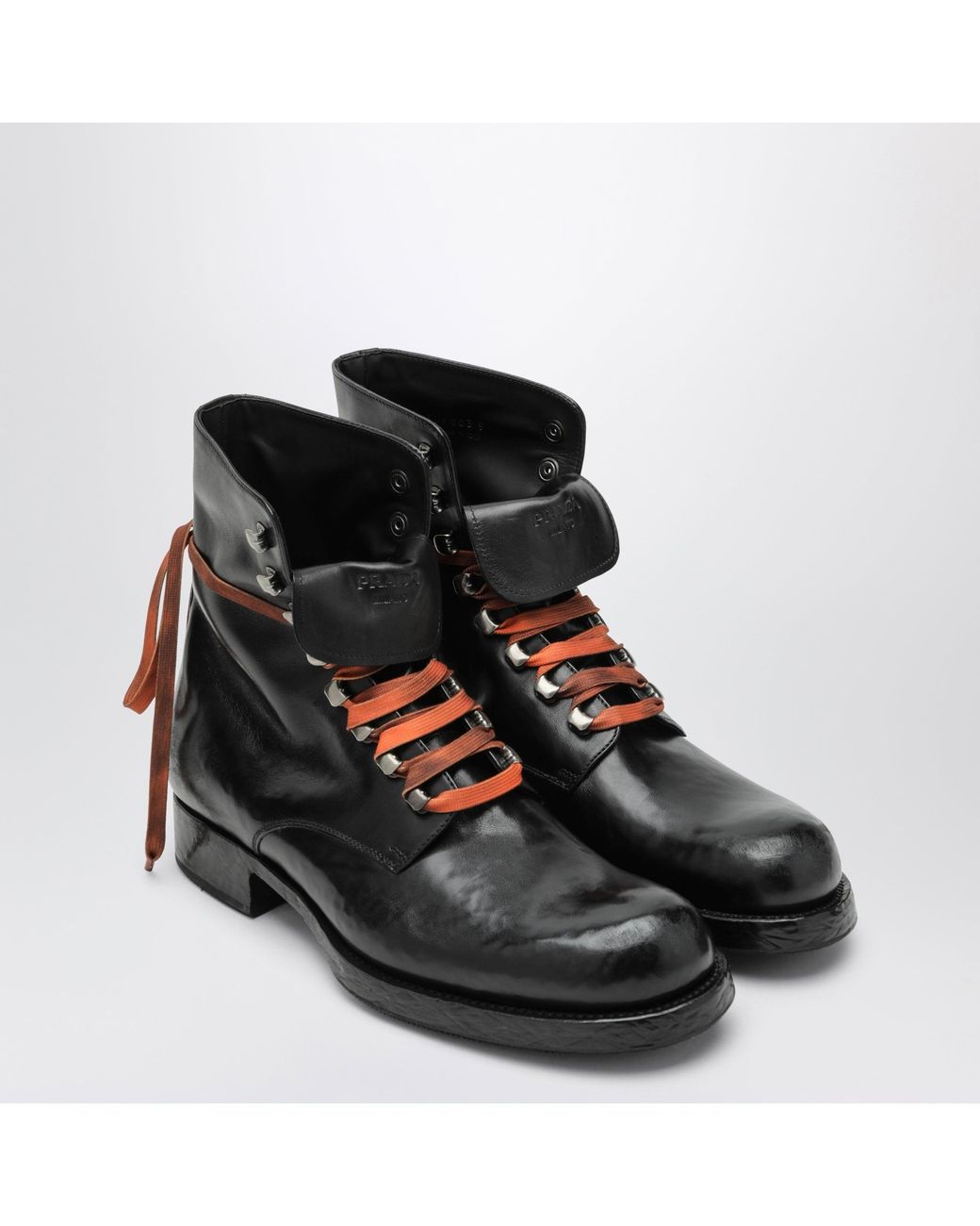 Prada Black Lace-Up Ankle Boots for men