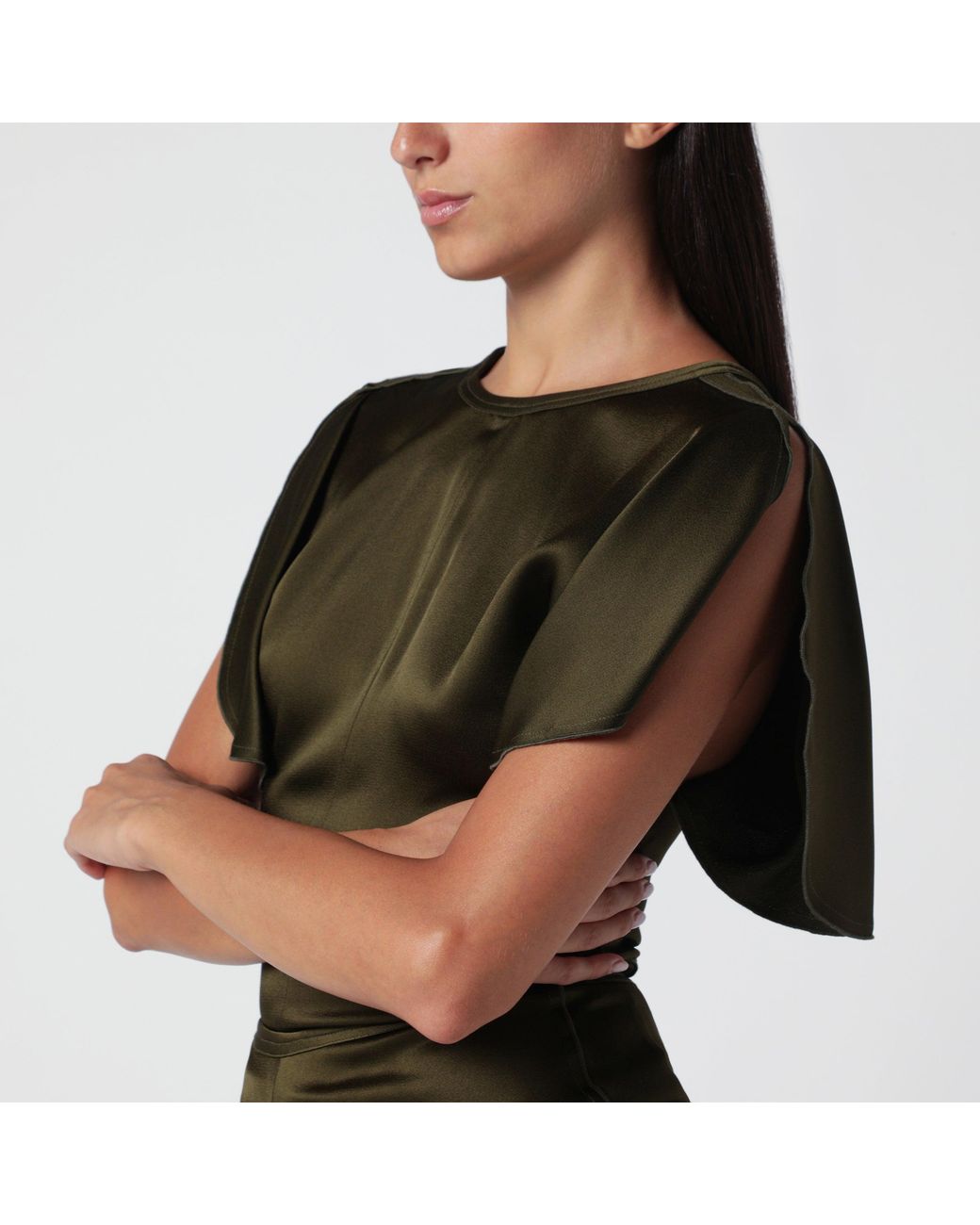 Victoria Beckham Green Bela Crepe Satin Top