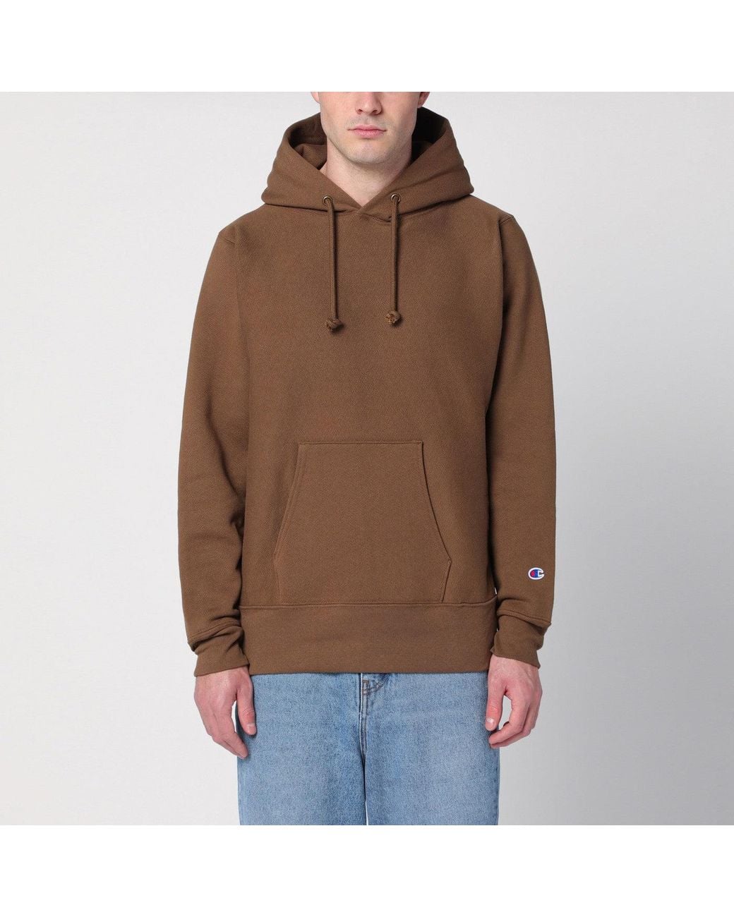 Champion Brown Cotton Hoodie for men