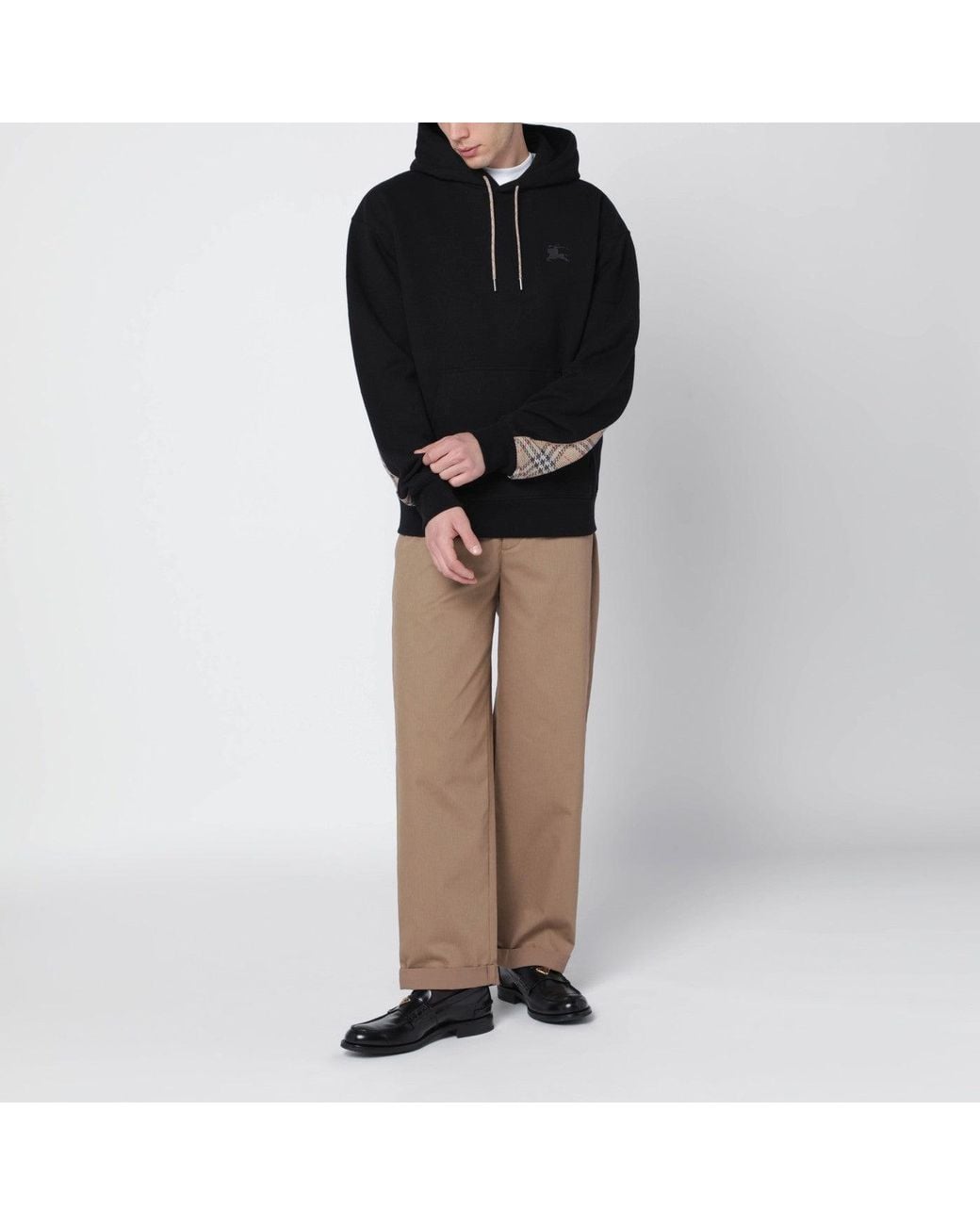 Burberry Black Sweatshirt With Checkpattern Inserts for men