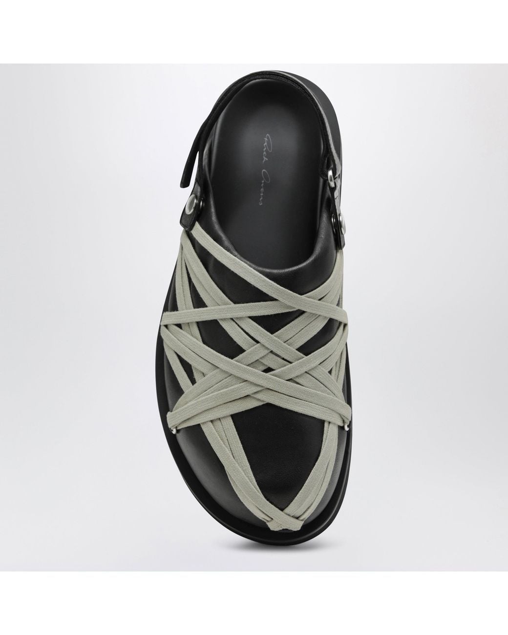 Rick Owens Black Megalace Mules With Leather Criss-Cross Laces for men