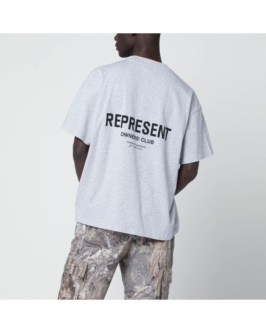 Represent Gray Cotton Tshirt With Logo for men