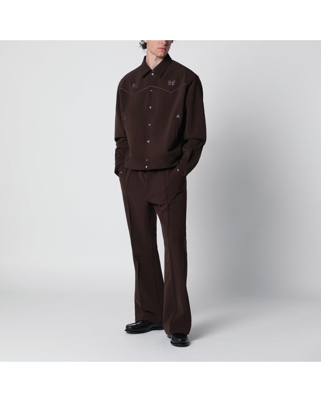 Needles Black Polyester Piping Cowboy Pants for men