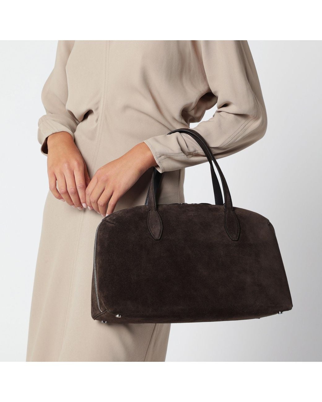 Totême Black Medium Day Suede Tote Bag