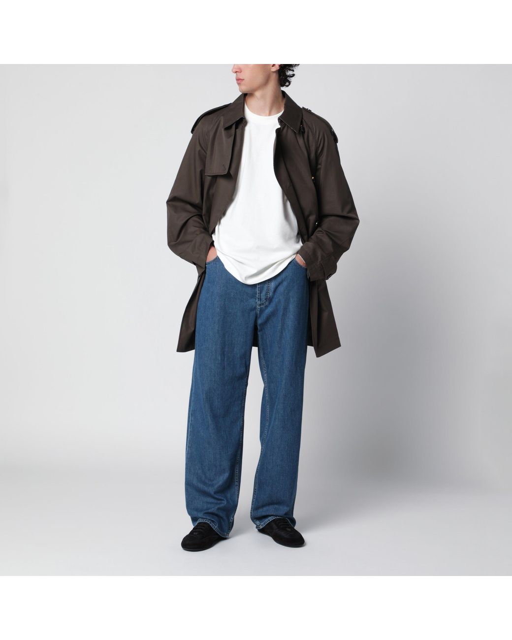 Burberry Black Leadenham Mid-Length Gabardine Trench Coat for men
