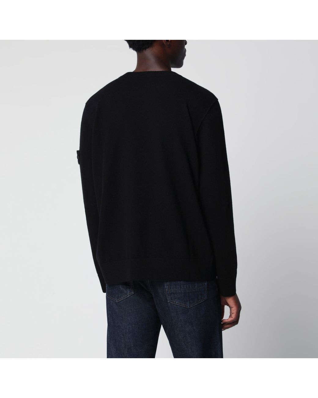 Stone Island Black Wool Crew-Neck Sweater for men