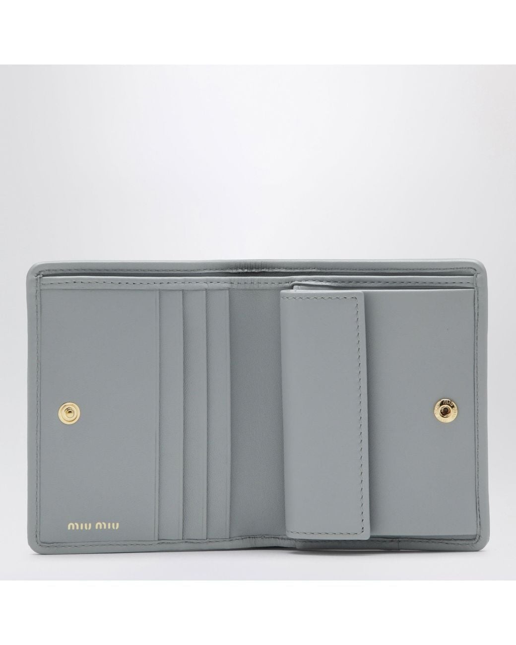 Miu Miu Gray Small Matelassé Nappa Leather Wallet