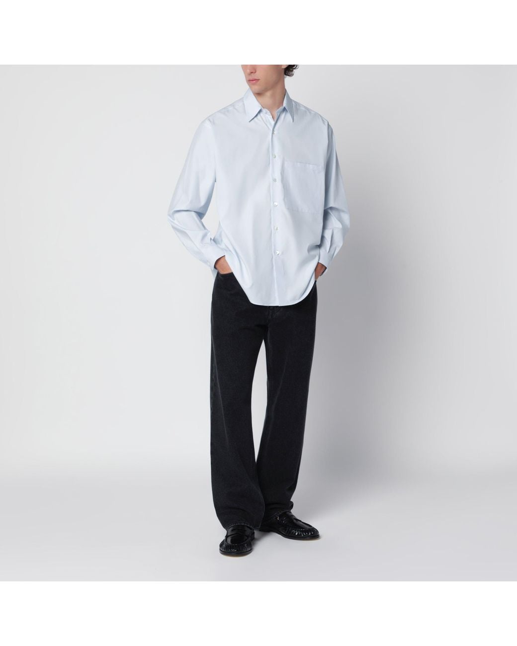 Auralee White Finx Oversized Cotton Twill Shirt for men