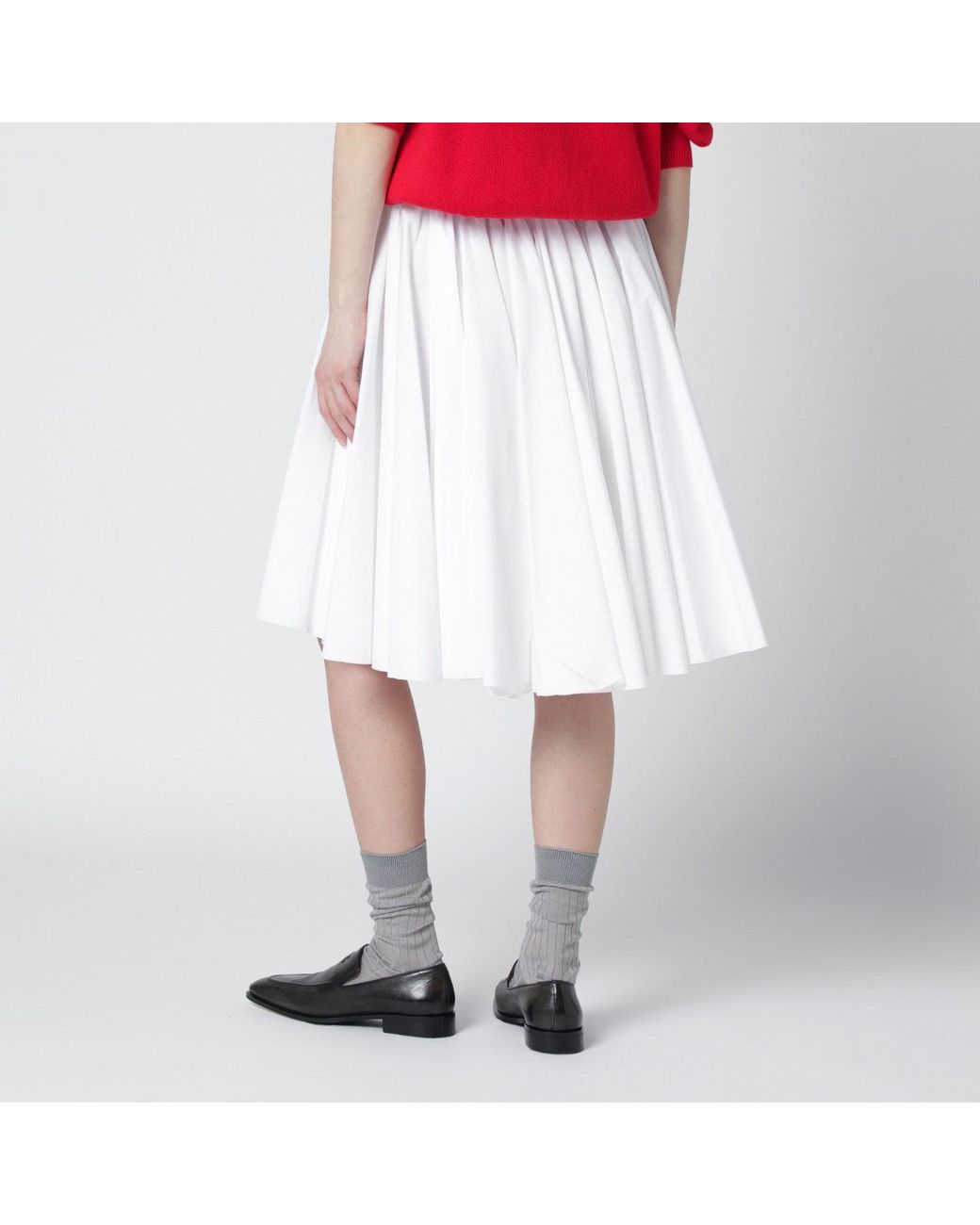 AMI White Cotton Skirt
