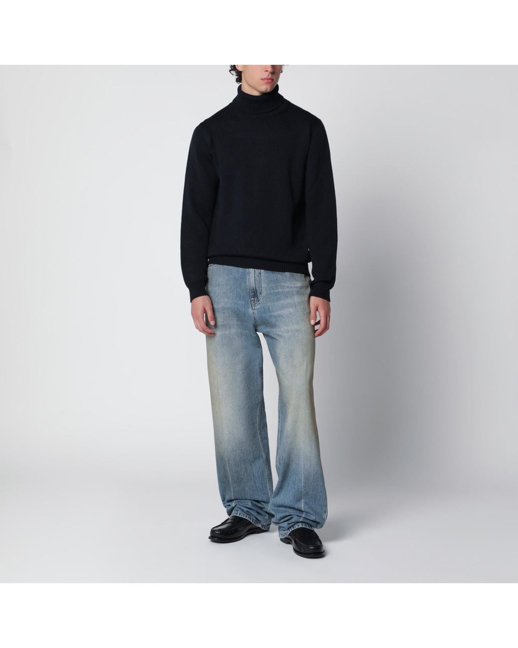 Roberto Collina Black Wool Turtleneck Sweater for men