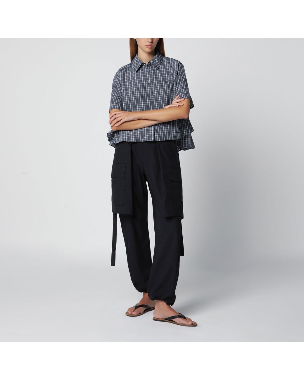 Loewe Blue Trapeze Checked Shirt