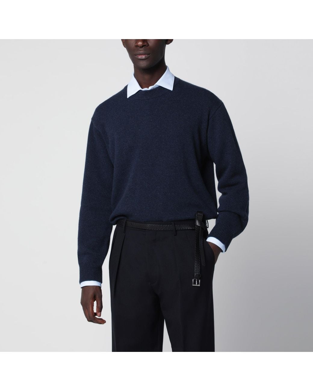 Prada Blue Ink Crew Neck Sweater for men