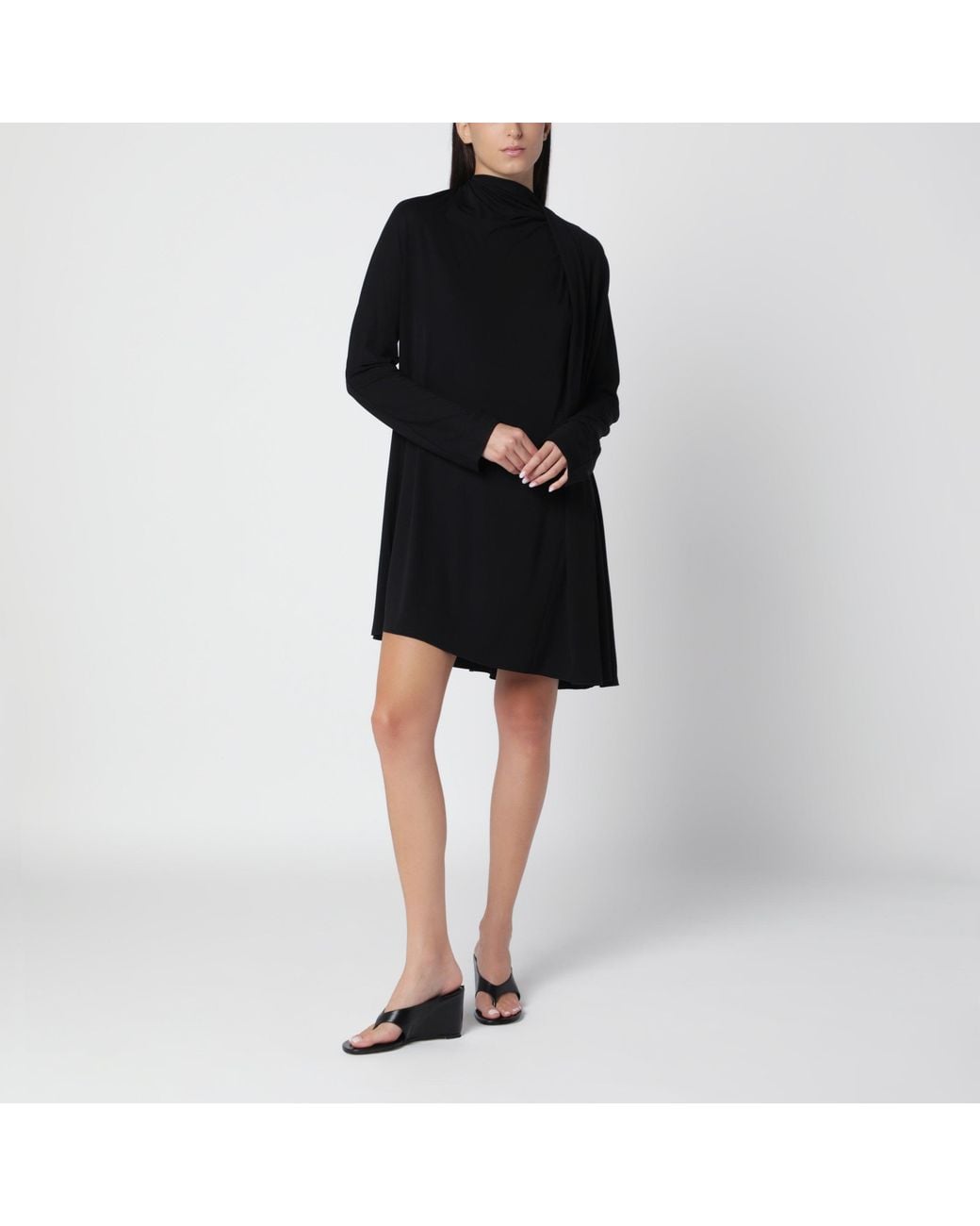Totême  Black Asymmetrical Scarf-Style Jersey Dress